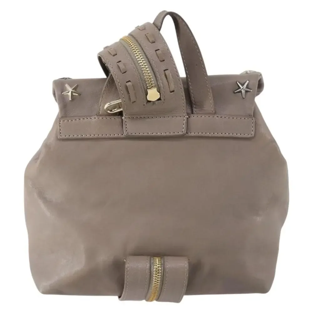 Jimmy Choo Leather Studs Backpack Beige